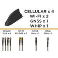 FP40 8-Port Multiband Vehicular Shark Fin Antenna with Whip Port, QMA Male