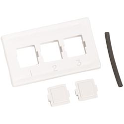 M13C Type Furniture Faceplate, three port white