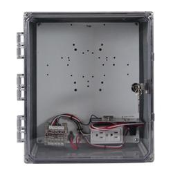 14 x 12 x 6 in NEMA 4X Heated Enclosure with (8) 5/8 in Holes and Cord Grip