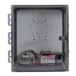 14 x 12 x 6 in NEMA 4X Heated Enclosure with (8) 1/2 in Holes and Cord Grip