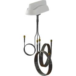 Multiband 3-Port Low-Profile Shark Fin Antenna, White, SMA Male Connectors