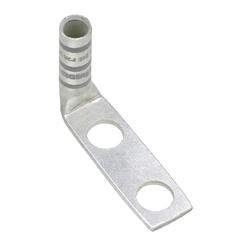 Two-hole, long barrel lug, #2 AWG wire, 1/4 stud