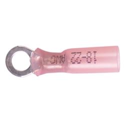 Heat Shrink Ring Terminal in Pink, #22 - 18 AWG, #10 Stud, 100 Pack