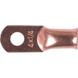 1 Hole Non-Insulated Copper Lug, #4 AWG, 1/4 in Stud, 10 Pack