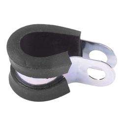 Stainless Steel Cable Clamp with Black Rubber, 1/2 in Hole Size, 100 Pack