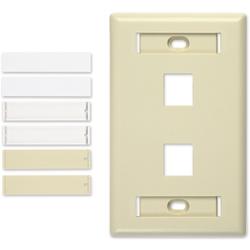 2 Port Single Gang Faceplate, Light Ivory