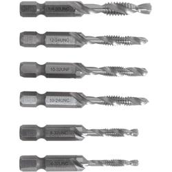 6 Pc. Drill & Tap Bits,up to 10 ga. Metal