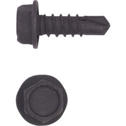 #8 x 1-1/2 in Hex Head Washer Screw with Drill Bit TEK Point in Black, 250 Pack