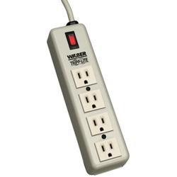 6' Waber 4-Outlet Ind Power Strip, On/Off Switch