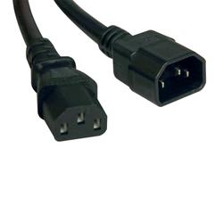 10' AC Power Cord C13 to C14, 3x14AWG 15A 100-250V