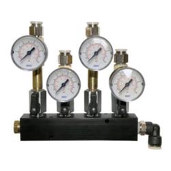 4-Port Manifold with Pressure Gauges