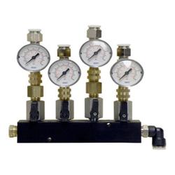 4-Port Manifold with Pressure Gauges and Check Valves