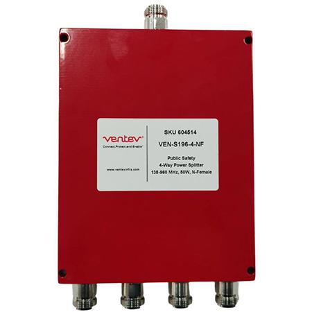 138 - 960 MHz 50 W Public Safety Four-Way Power Splitter with N Female Connectors