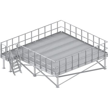 18 x 18 ft Elevated Equipment Platform with 4 ft Elevation, Handrails, Steps, and Landing