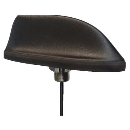 2-in-1 Direct Mount SharkFin Antenna (UHF 470-512 MHz / 750-960 MHz + GNSS L1/L2/L5) with SMA Male Connectors, Outdoor, Black