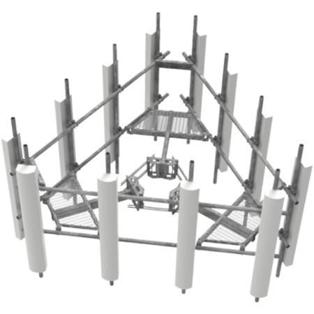 ATLAS 10 ft Monopole Platform with  (12) 2.88 in OD x 126 in Antenna Pipes and Top Rail Kit
