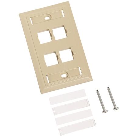 L Type Flush Mounted Faceplate, four port ivory