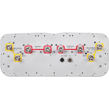 4x 698 - 896, 4x 1695 - 2360 MHz Sector Antenna with 8x 4.3-10 Female Connectors, 65 Deg HPBW