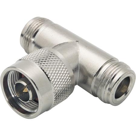 Type N 3 Port T Shape Coaxial Adapter, NF/NF/NM