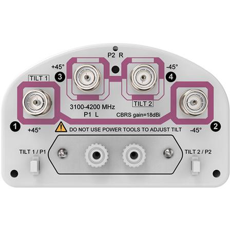 4x 3100 - 4200 MHz Sector Antenna with 4x 4.3-10 Female Connectors, 65 Deg HPBW