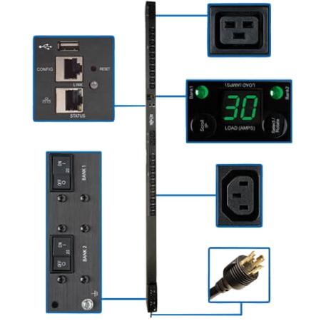 10' 5/5.8kW Single-Phase Switched PDU,LX Interface