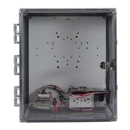 14 x 12 x 6 in NEMA 4X Heated Enclosure with Clear Door and Key Lock, No Holes