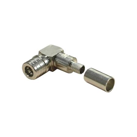 QMA Male Right Angle Crimp, Solderless, Grip X