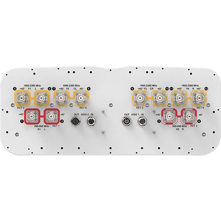 4x 698 - 896, 8x 1695 - 2360 MHz Outdoor Sector Antenna with 12x 4.3-10 Female Connectors, 65 Deg HPBW