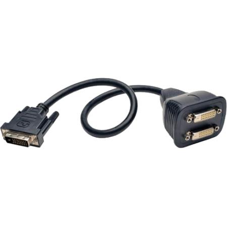 DVI Y Splitter Cable DVI-D M to (2) F 1ft