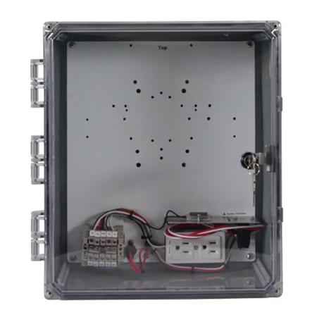 14 x 12 x 6 in NEMA 4X Heated Enclosure with (8) 5/8 in Holes and Cord Grip