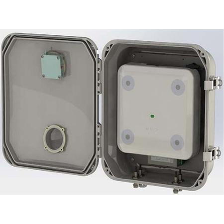12 x 10 x 5 in NEMA 3RX Single Line PoE Heated and Cooled Polycarbonate Enclosure with 4 RPTNC Male - Female Connectors