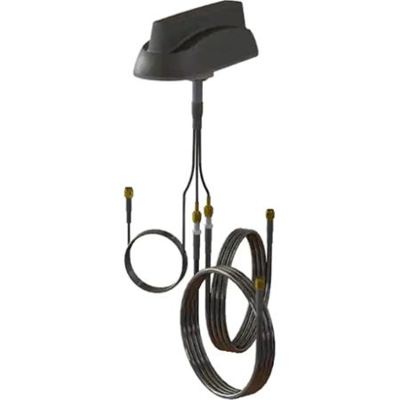 Multiband 3-Port Low-Profile Shark Fin Antenna, Black, SMA Male Connectors