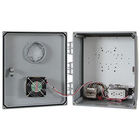 14 x 12 x 6 in NEMA 3R Heated and Cooled Polycarbonate Enclosure, AC Powered