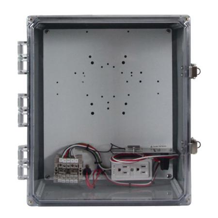 14 x 12 x 6 in NEMA 4X Heated Enclosure with (8) 1/2 in Holes and Cord Grip