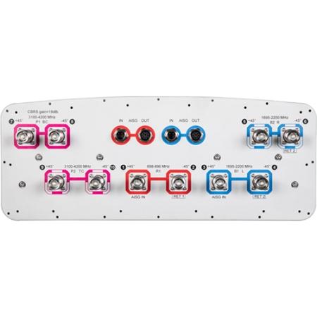 2x 698 - 896, 4x 1695 - 2200, 4x 3100 - 4200 MHz Sector Antenna with 10x 4.3-10 Female Connectors