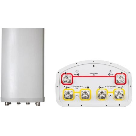 2x 790 - 960, 4x 1710 - 2690 MHz Sector Antenna with 6x 7/16 DIN Female Connectors