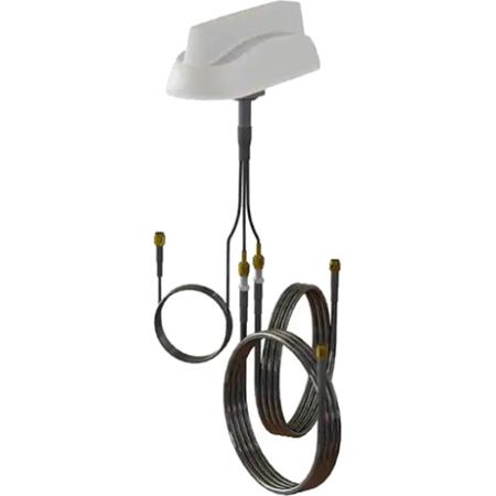 Multiband 3-Port Low-Profile Shark Fin Antenna, White, SMA Male Connectors