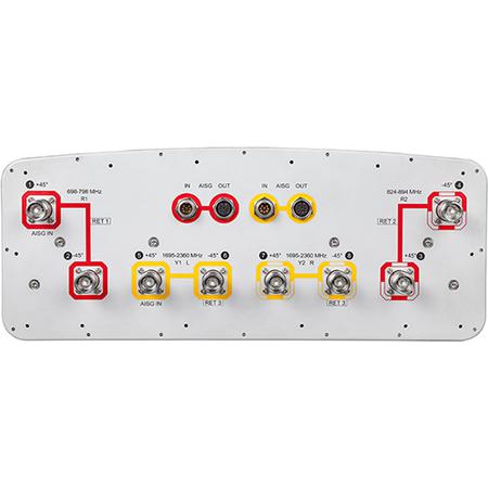 2x 698 - 798, 2x 824 - 894, 4x 1695 - 2360 MHz Sector Antenna with 8x 4.3-10 Female Connectors, 45 Deg HPBW