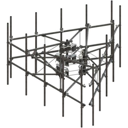 High Capacity 3-Sector Monopole Frame with (12) 2-3/8 in OD x 126 in Antenna Pipes, 12.5 ft Face