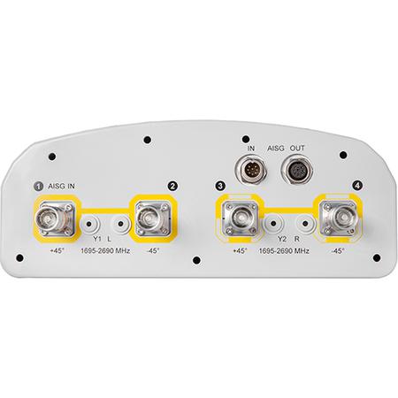 4x 1695 - 2690 MHz Outdoor Sector Antenna with 4x 4.3-10 Female Connectors, 65 Deg HPBW