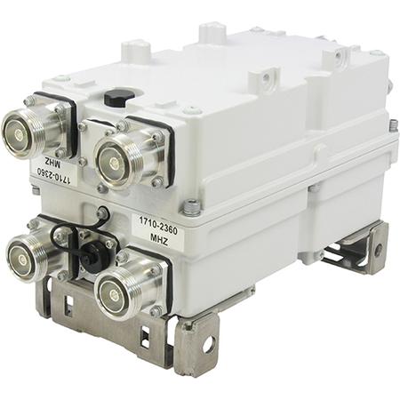 555 - 894, 1695 - 2360 MHz Twin Diplexer in Gray, DC Sense