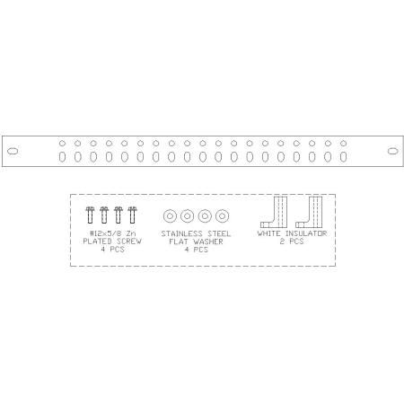 1/4 in 1.5 in 19.25 Tin Rack Ground Bar