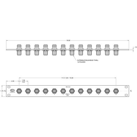 Rack Mount Patch Panel x 12, N-Female Connector