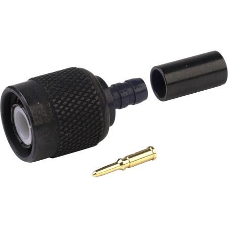 50 Ohm TNC Male Crimp Connector for RG-58/U in Black Chrome