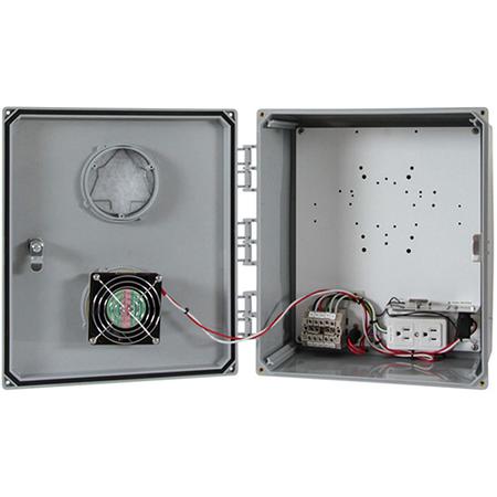 14 x 12 x 6 in NEMA 3R Heated and Cooled Polycarbonate Enclosure, AC Powered, No Holes