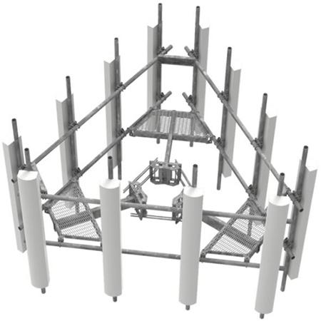 ATLAS 10 ft Monopole Platform with  (12) 2.88 in OD x 96 in Antenna Pipes and Top Rail Kit