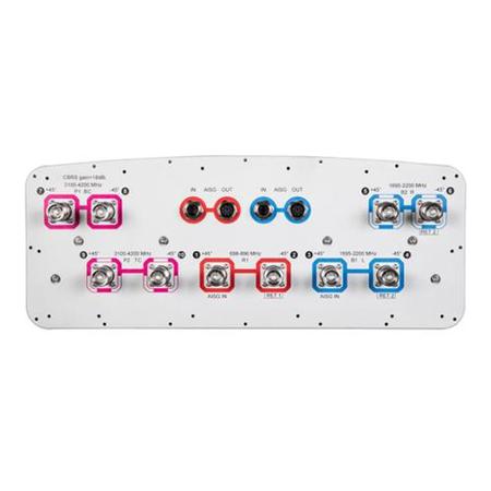 2x 698 - 896, 4x 1695 - 2200, 4x 3100 - 4200 MHz Sector Antenna with 10x 4.3-10 Female Connectors, 45 Deg HPBW