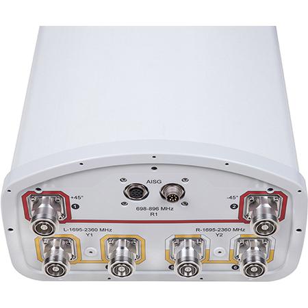 2x 698 - 896, 4x 1695 - 2360 MHz Outdoor Sector Antenna with 6x 7/16 DIN Female Connectors, 85 Deg HPBW