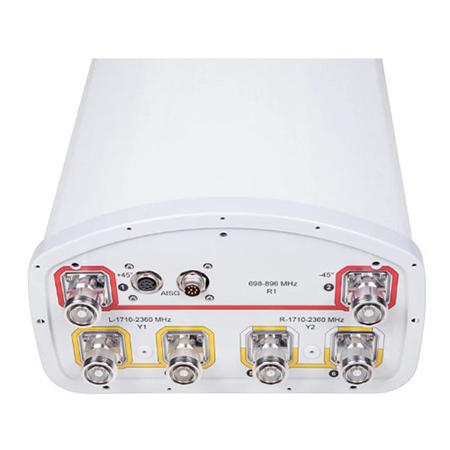 2x 698 - 896, 4x 1695 - 2360 MHz Sector Antenna with 6x 7/16 DIN Female Connectors, 65 Deg HPBW