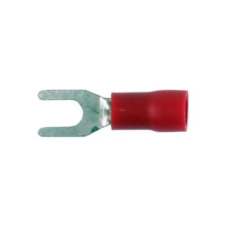 Vinyl Fork Terminal with Butted Seam in Red, #22 - 18 AWG, 6 in Stud, 100 Pack